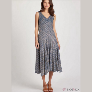 Anthropologie Maeve Westwater Knit Zig Zag Drop Waist Dress Woman's Small Retro‎